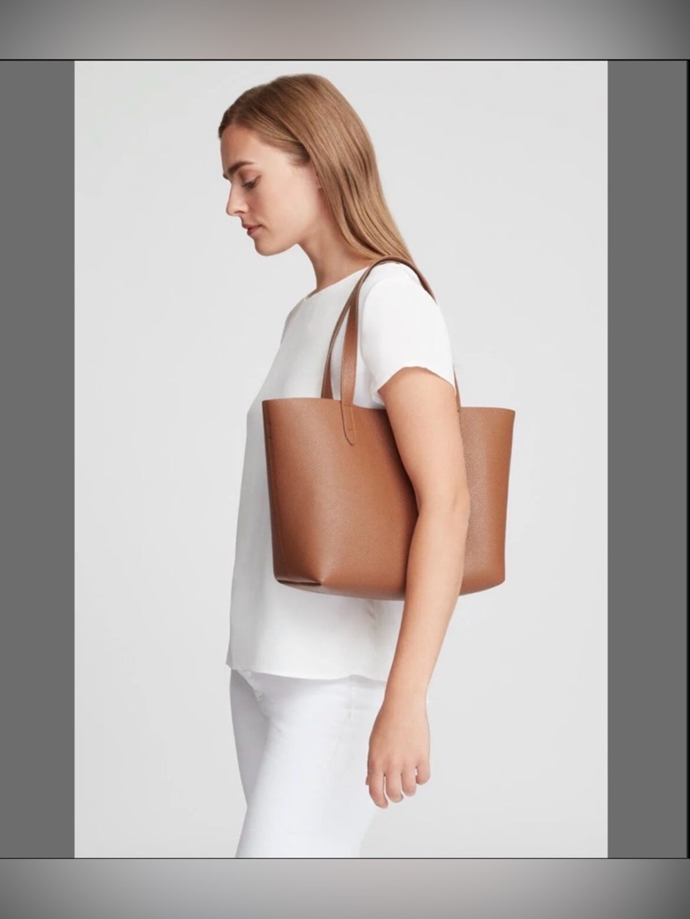 NWT Cuyana small structured leather tote bag caramel cognac tan brown